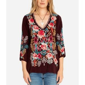 Nwt Johnny Was Emmaline merlot blouse S